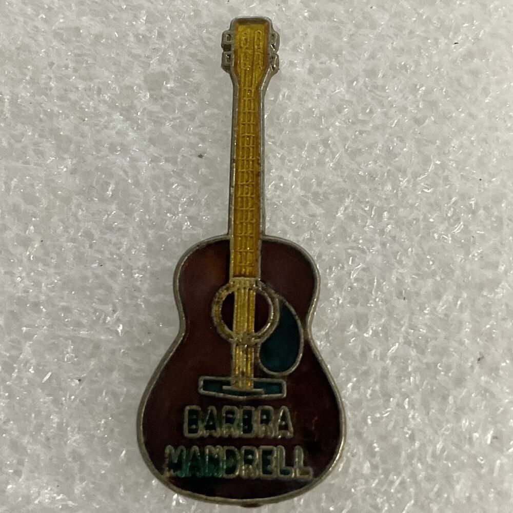 Barbara Mandrell Vintage Multicolor Metal Guitar Pin Pinback GnuCollectibles